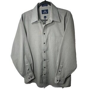 Stafford Dress Shirt Men's Sz 16.5/34-35 Gray Button Down Wrinkle Free Pocket